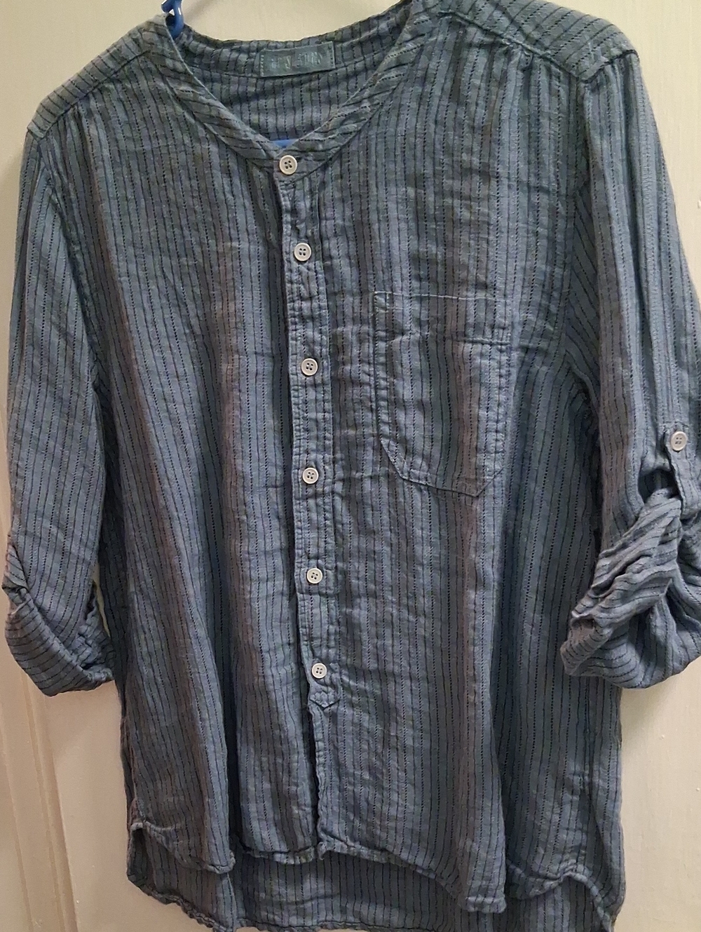 Blue Striped Button-Front Shirt